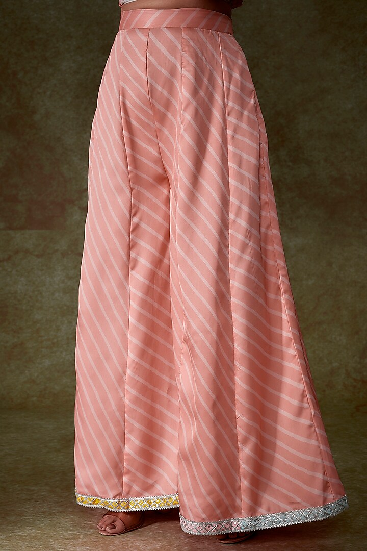 Peach Satin Georgette Printed Palazzo Pant Set