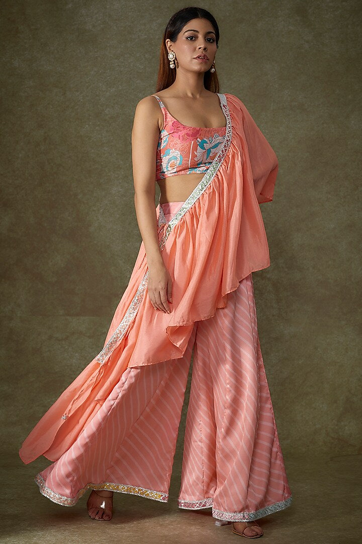 Pink Muslin Printed Scoop Blouse