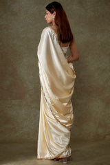 Ivory Satin Saree Set
