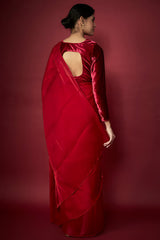 Pink Zari Chiffon Saree Set