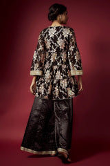 Black Recycled Polyester Foil Printed Kurta Set