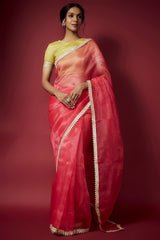Coral Organza Saree Set