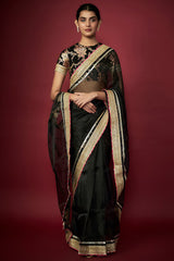 Black Organza Gota Saree Set