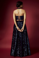 White Recycled Polyester & Velvet Lehenga Set