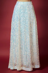 White Recycled Polyester Sequins Lehenga Set