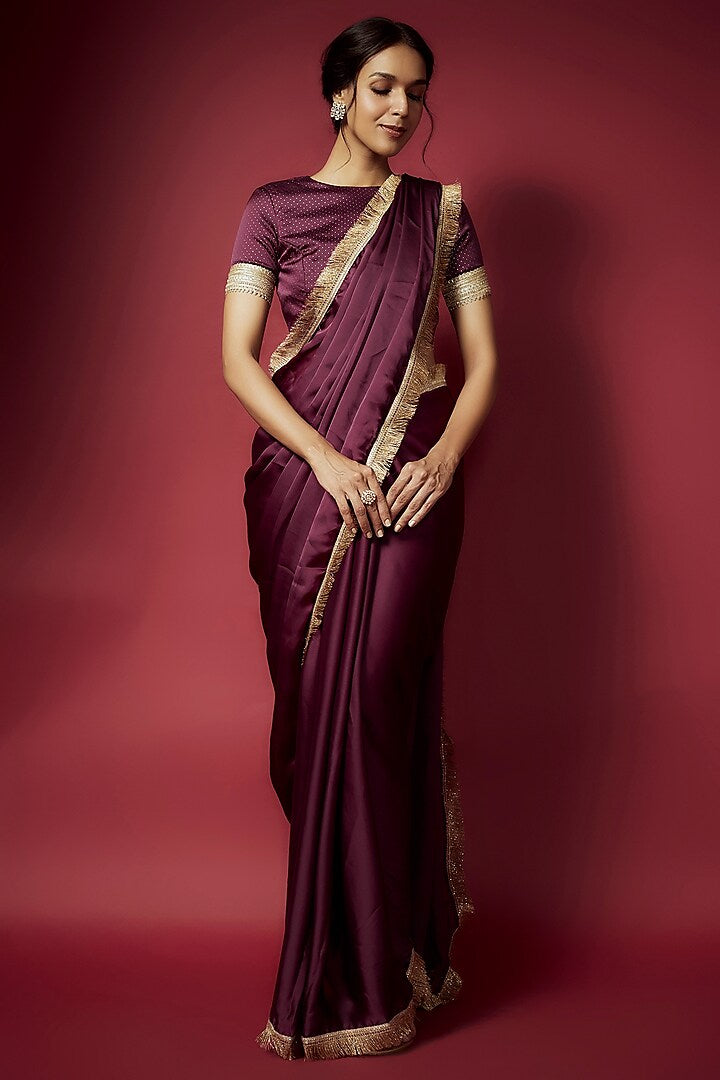 Purple Recycled Polyester Saree Set