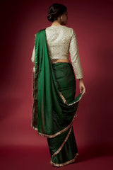Navy Blue Recycled Polyester Printed Lehenga Set