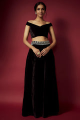 Black Velvet Lehenga Set