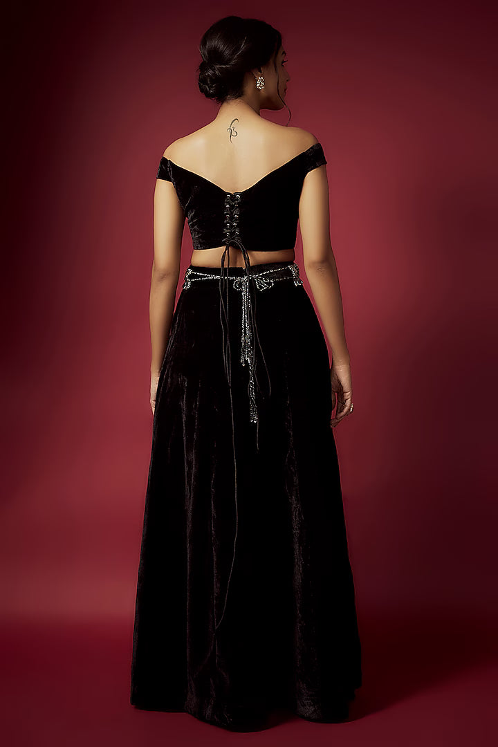 Black Velvet Lehenga Set