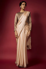 Blush Recycled Polyester Gota Fringed Saree Set