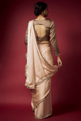 Blush Recycled Polyester Gota Fringed Saree Set