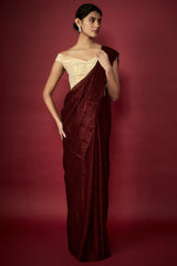 Maroon Zari Chiffon Saree Set