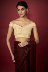 Maroon Zari Chiffon Saree Set