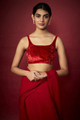 Pink Organza Saree Set