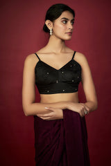 Purple Zari Chiffon Saree Set