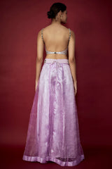 Lilac-Pink Organza Lehenga Set