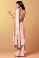 Blush Pink Gajji Silk Thread Work Pre-Draped Saree