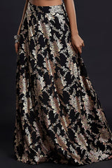 Black Recycled Polyester Lehenga Set