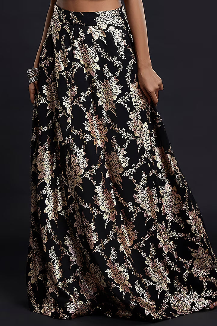 Black Recycled Polyester Lehenga Set