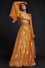 Mustard Recycled Polyester Lehenga Set