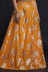 Mustard Recycled Polyester Lehenga Set