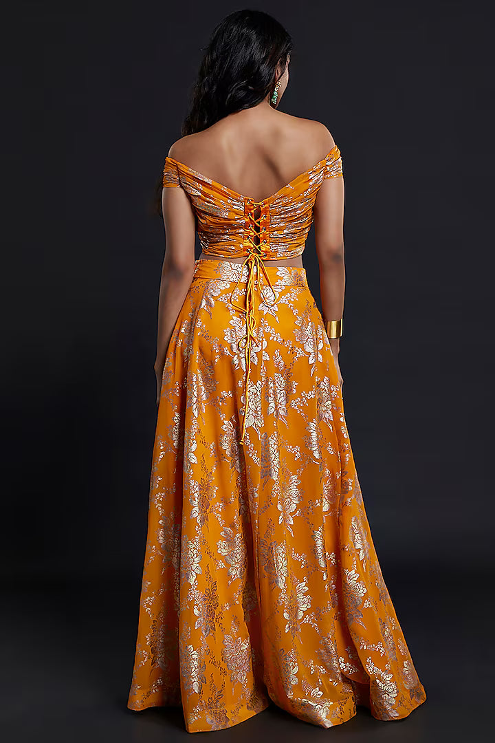 Mustard Recycled Polyester Lehenga Set