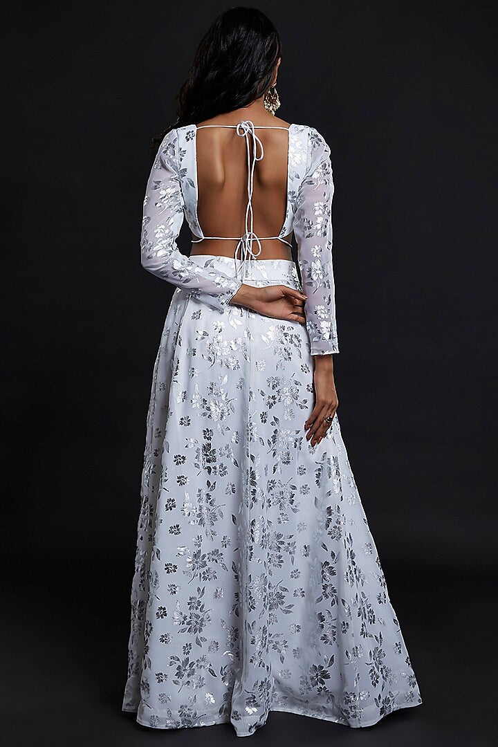 White Recycled Polyester Lehenga Set