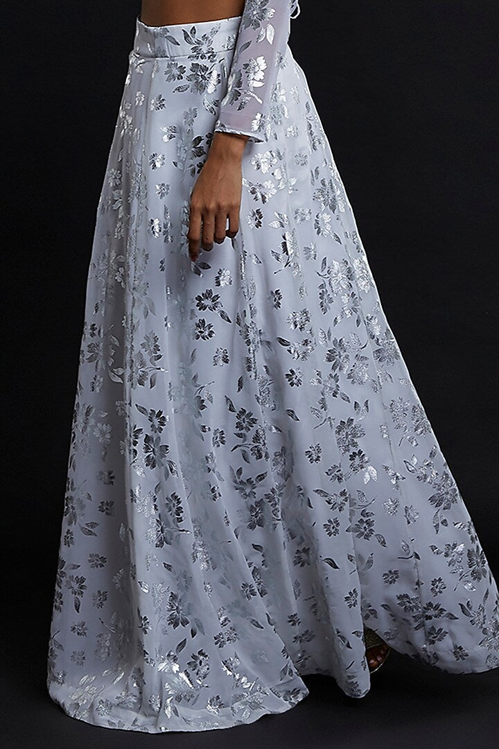 White Recycled Polyester Lehenga Set