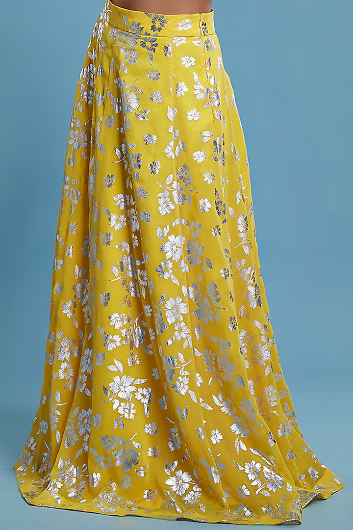 Yellow Recycled Polyester Lehenga Set