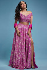 Purple Recycled Polyester Lehenga Set