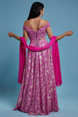 Purple Recycled Polyester Lehenga Set