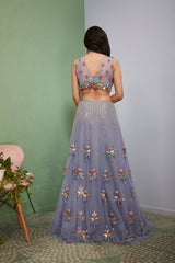 GREY MORE : GREY EMBELLISHED LEHENGA SET