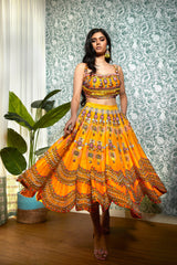 BUMBLEBEE : MANGO EMBELLISHED HALF LEHENGA SET