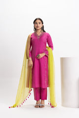 PINK CHANDERI KURTA PANT SET