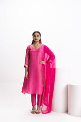 PINK TISSUE KURTA SET