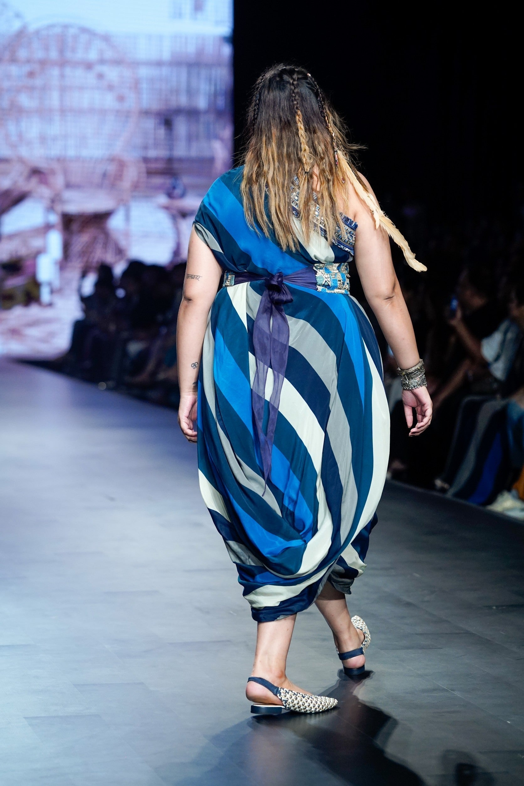 BLUE DRAPE DRESS