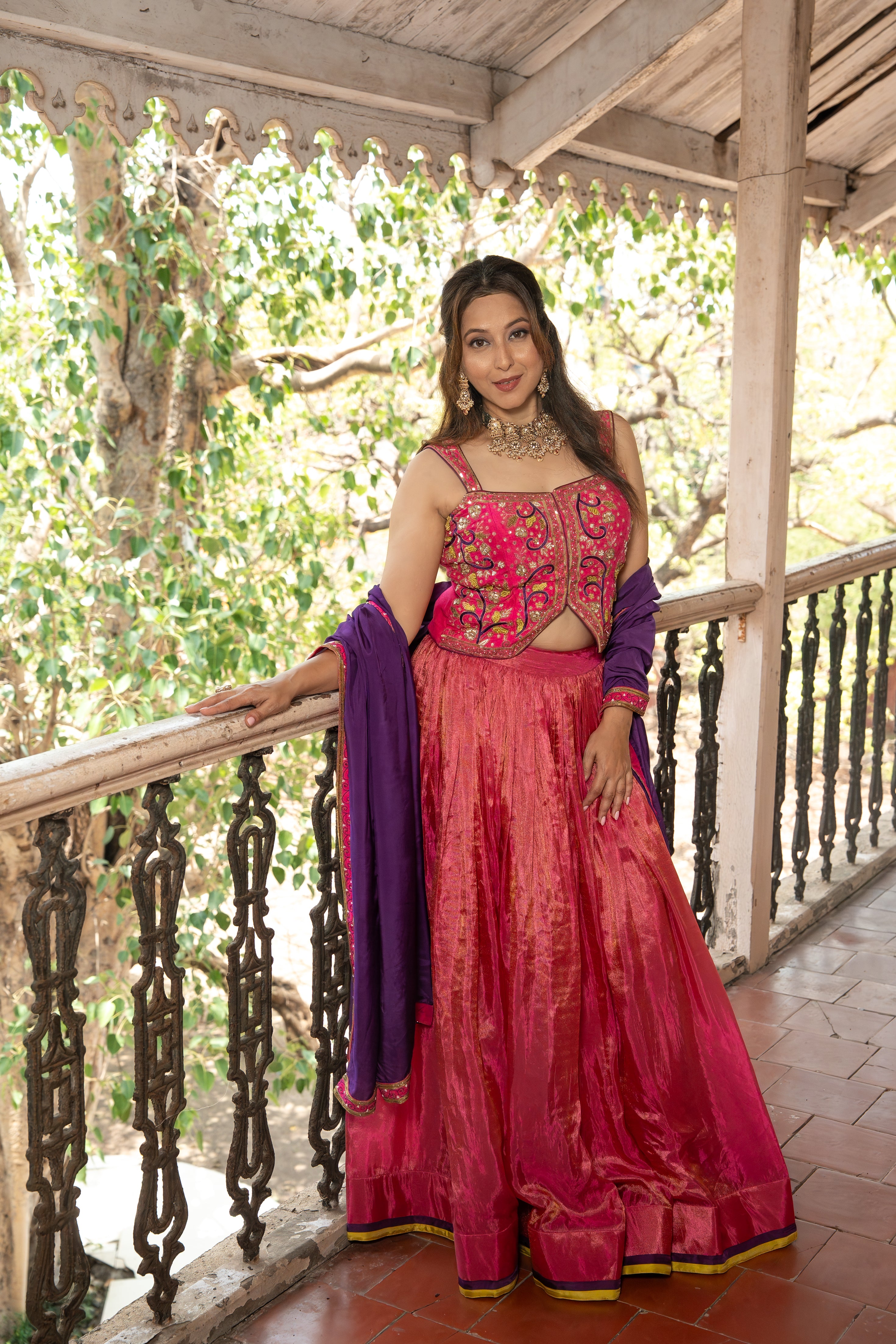 Fuchsia bloom Lehenga set