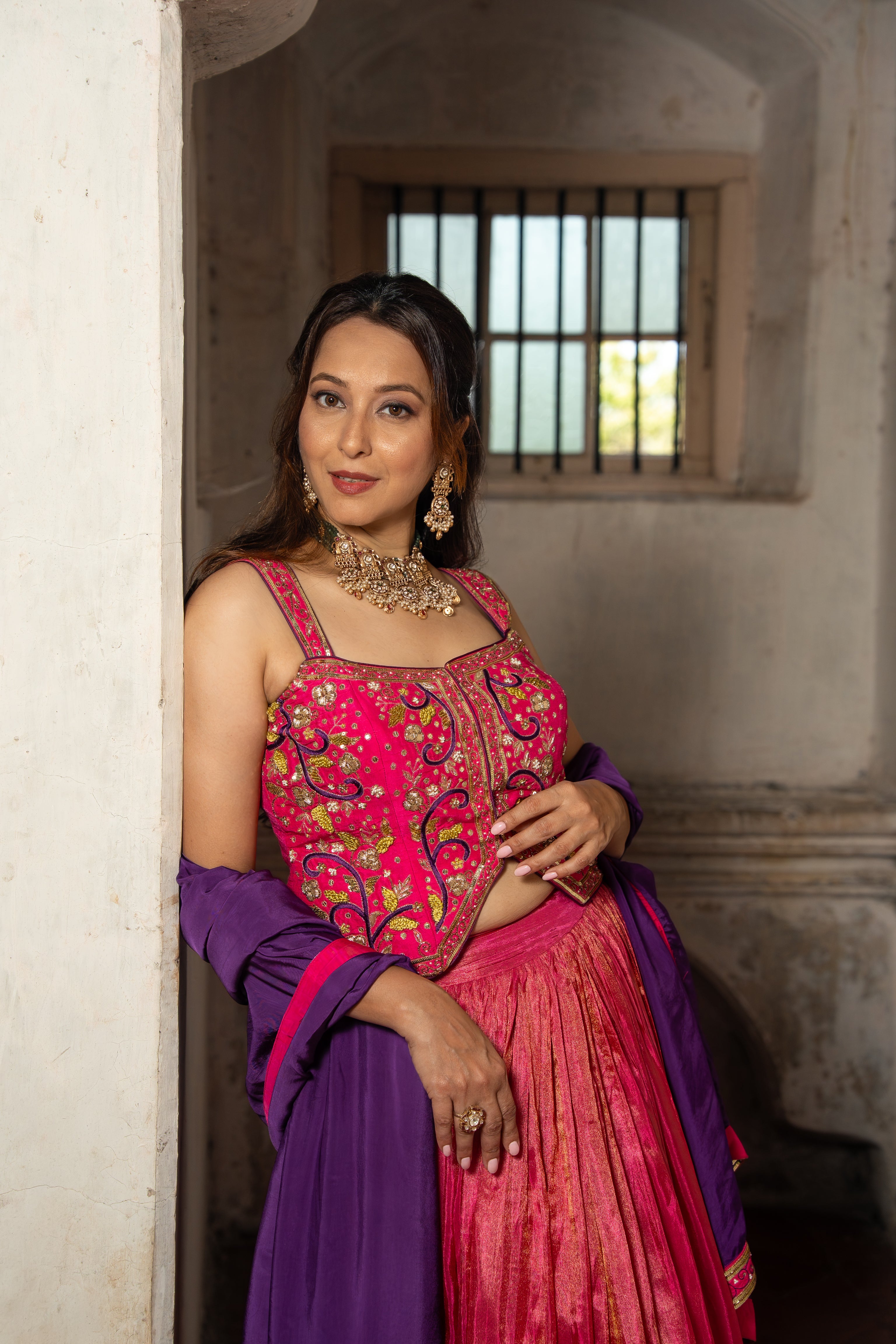 Fuchsia bloom Lehenga set