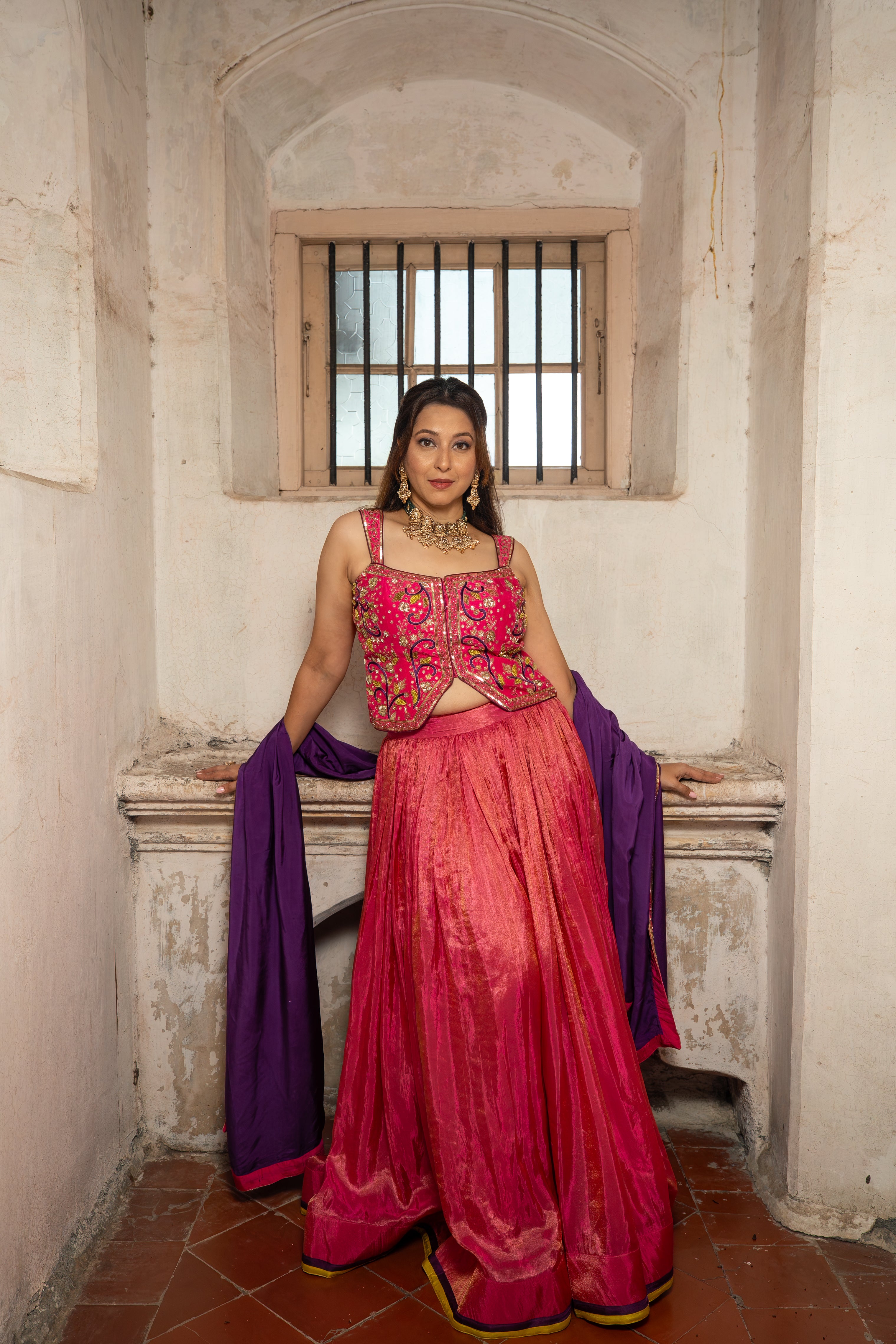 Fuchsia bloom Lehenga set