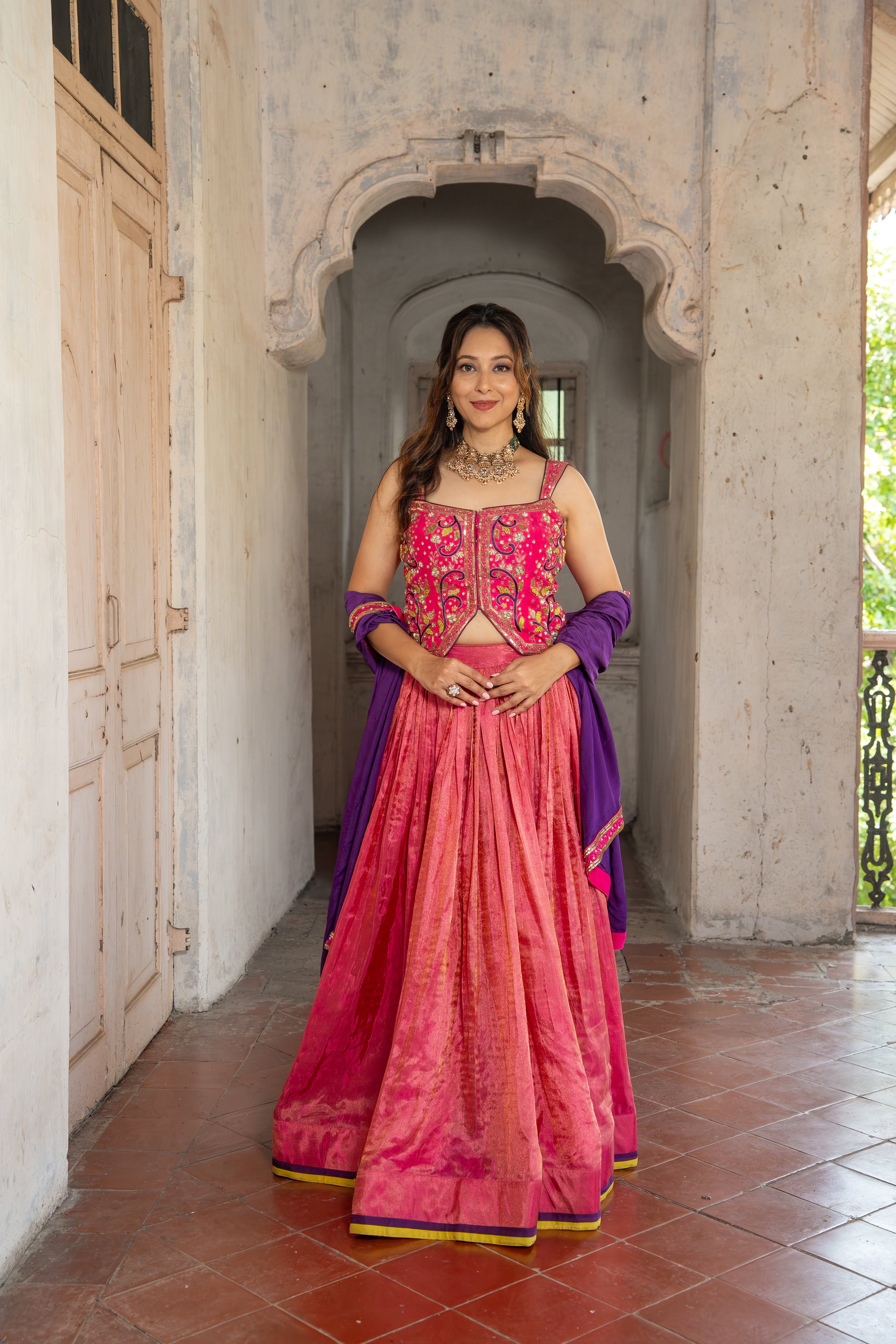 Fuchsia bloom Lehenga set