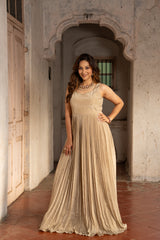 Beige Grey Colored handwork gown with Jacket