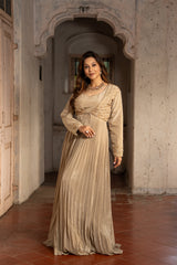 Beige Grey Colored handwork gown with Jacket