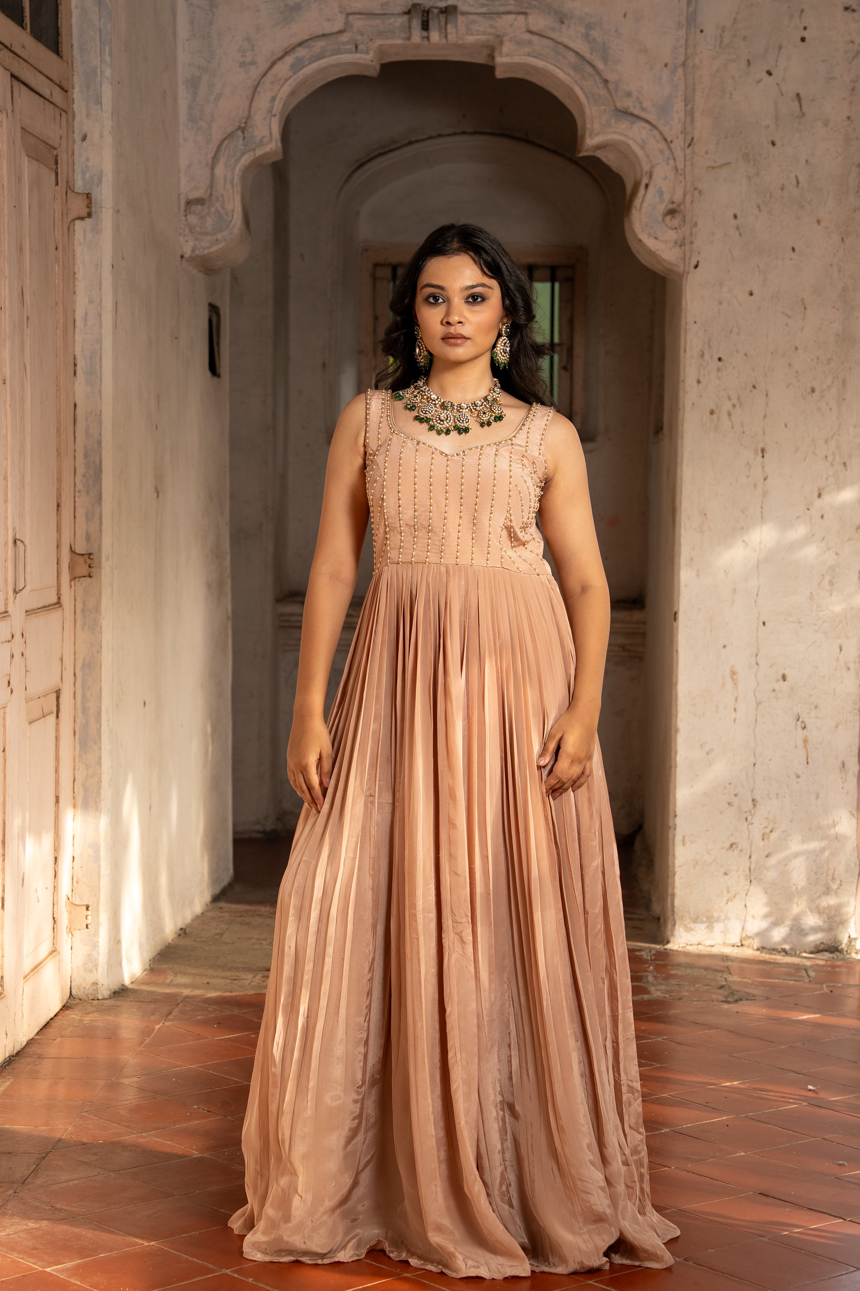 Dusty Mauve handwork  Gown with jacket