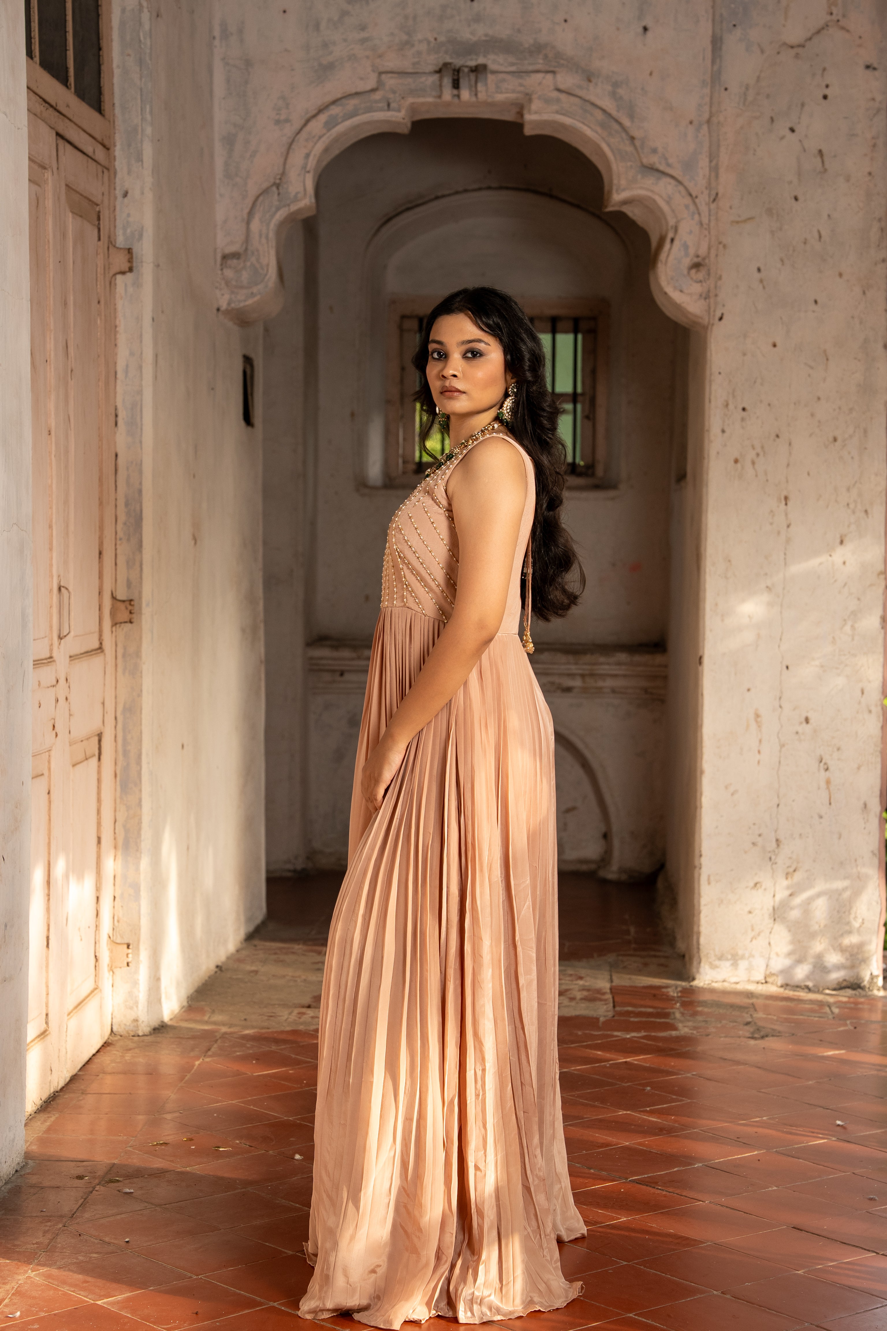 Dusty Mauve handwork  Gown with jacket