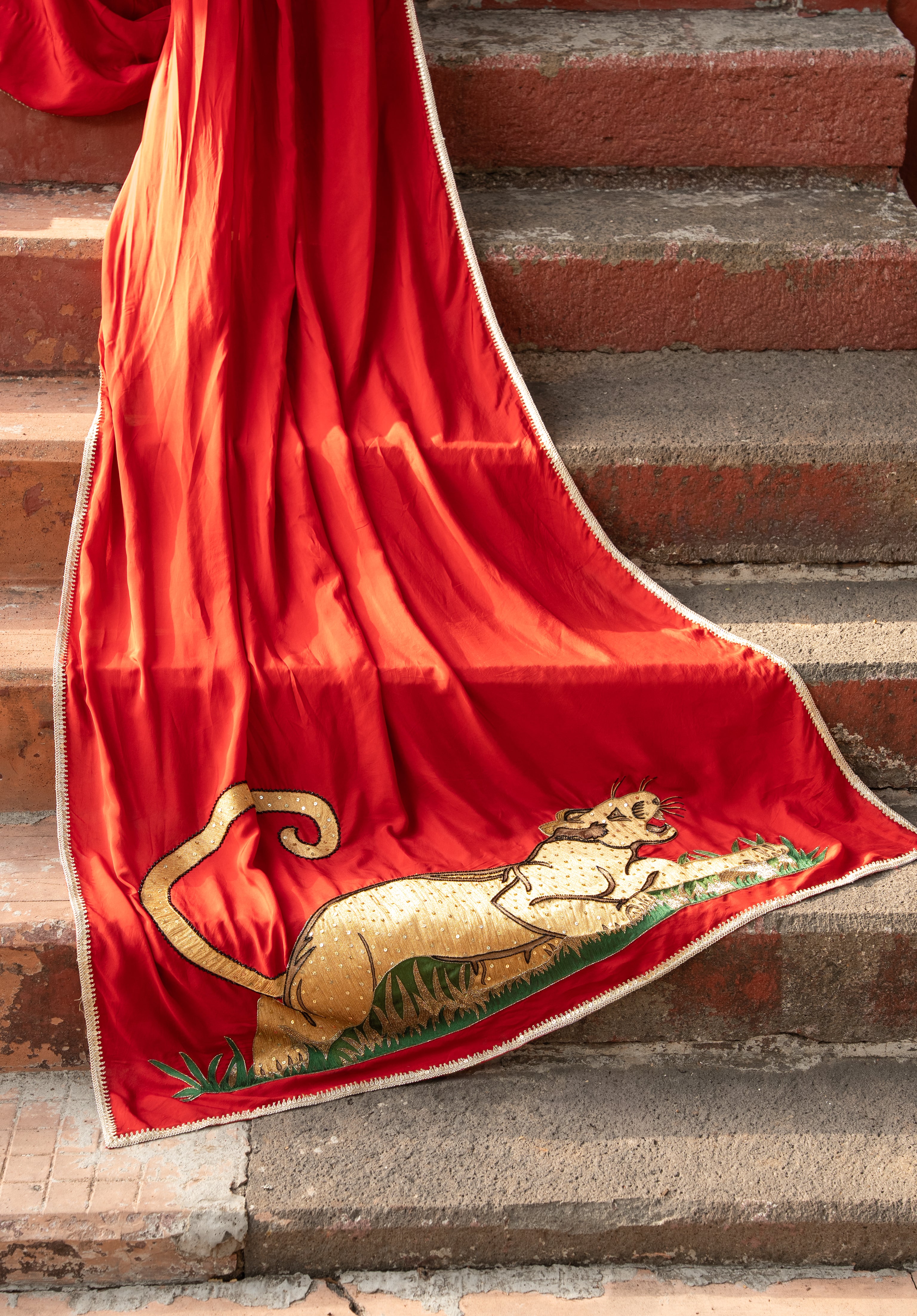Red Lioness Saree