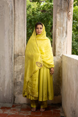 Green Anarkali Suit set with Handwork Motifs