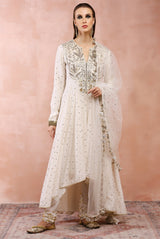 OFF WHITE BAGH EMBROIDERED ANARKALI WITH CHURIDAR AND DUPATTA