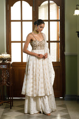 Fiza Strapless Anarkali With Sharara And Dupatta