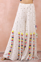 Off white embroidered choli with sharara