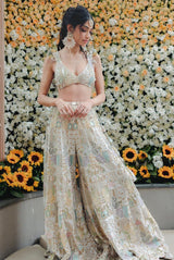 Off white embroidered choli and sharara